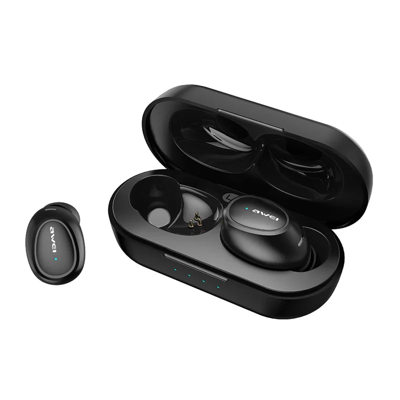 Black AWEI TWS 5,0 Bluetooth наушники настоящие беспроводные наушники Беспроводная зарядка наушники гарнитура с микрофоном для iPhone Xiaomi - Цвет: Black