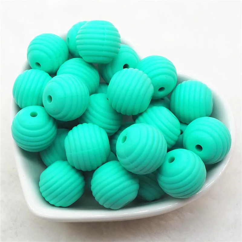 Turquoise Chenkai 20 шт. силиконовые спираль Прорезыватель бусины DIY Детские Соска для купания манекен Прорезыватель для зубов Монтессори сенсорными ювелирных изделий игрушечный бисер - Цвет: Turquoise
