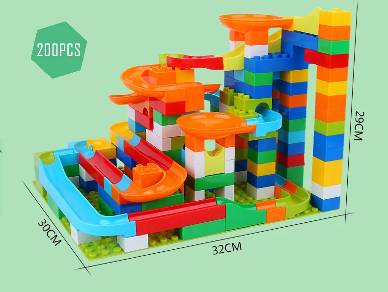 Совместим с блоками Duplos marble Racing Run лабиринт, Шариковая дорожка строительные блоки животные джунгли Воронка слайд большой кирпич детские игрушки