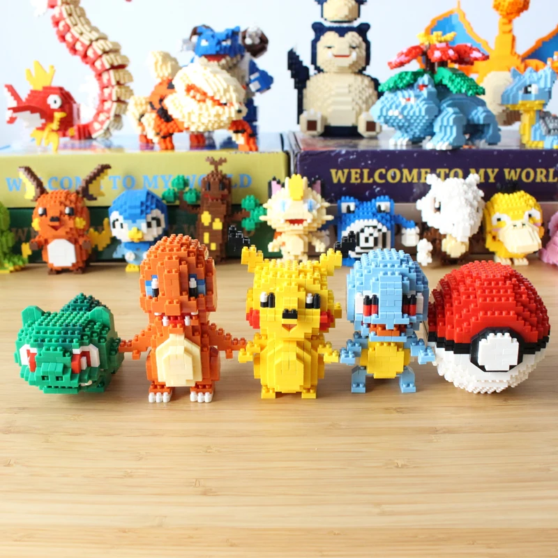 LNO аниме Pocket Monster Pikachu Koffing Psyduck Poliwhirl Meowth Mudkip Piplup DIY алмазные мини строительные блоки игрушка без коробки