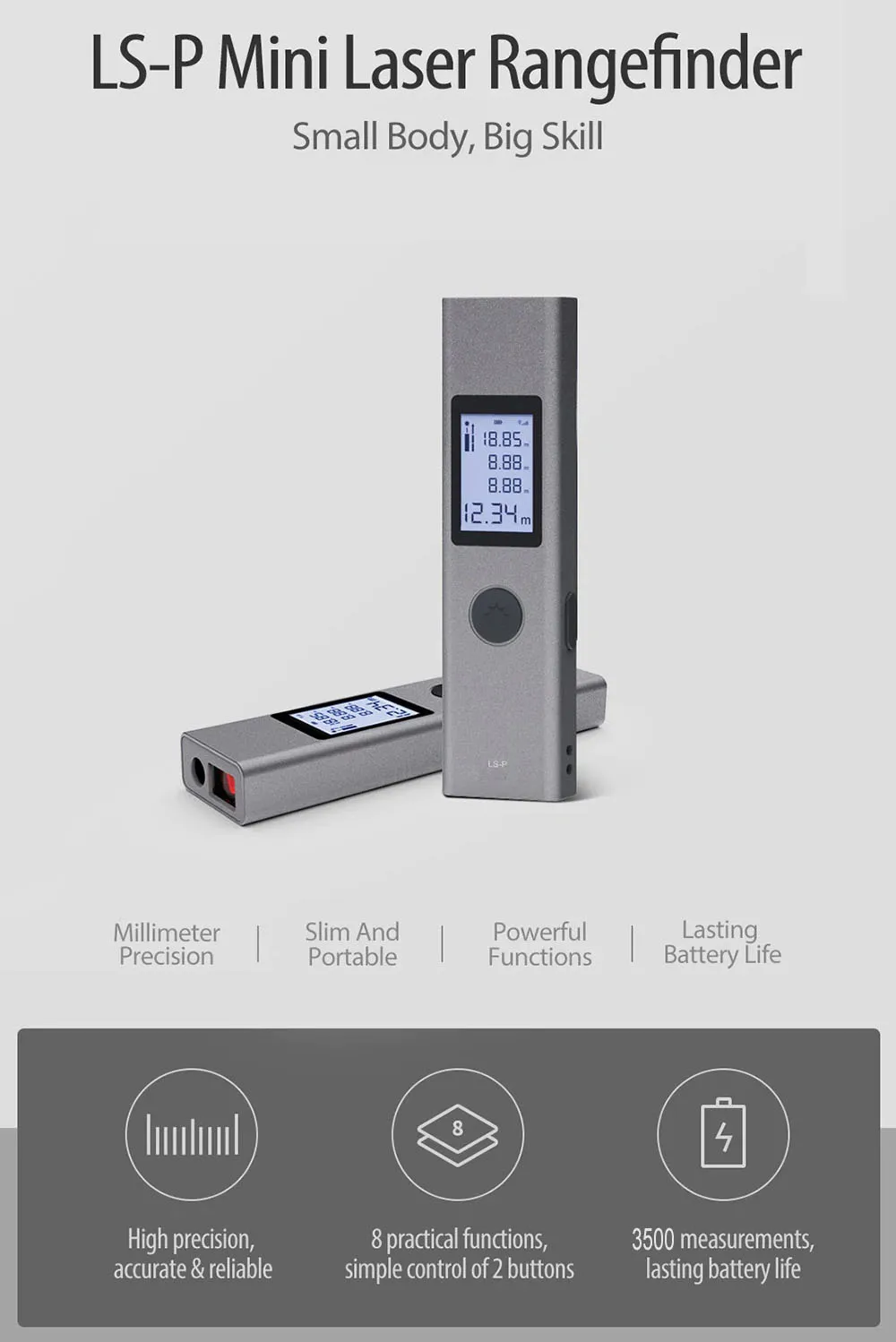 XIAOMI LS-P интеллектуальный цифровой лазерный дальномер перезаряжаемый охотничий дальномер для гольфа