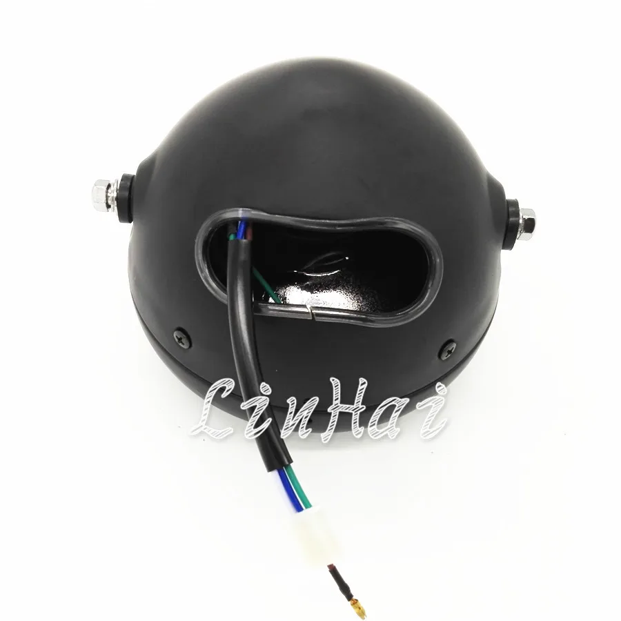 Мотоциклетная галогенная передняя фара 12 В в черном металлическом ретро стиле