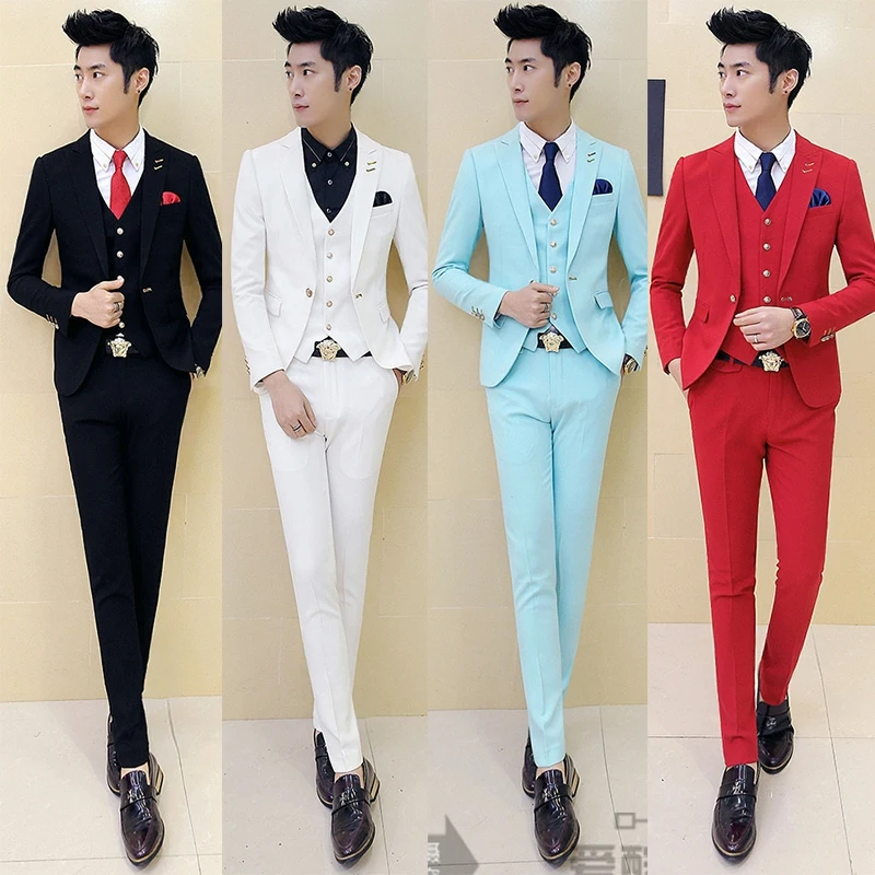 

Black suit men blazers stage costumes for singers men 3 pieces mens formal suits groom tuxedo business suit men suit fashion