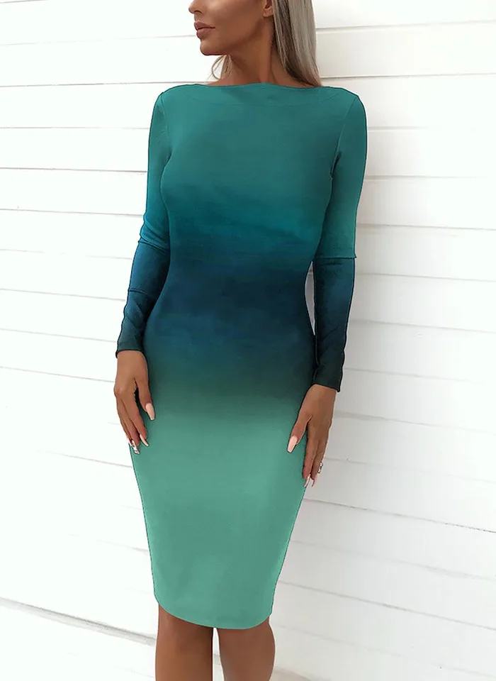 Женское сексуальное весеннее универсальное платье с круглым вырезом и длинным