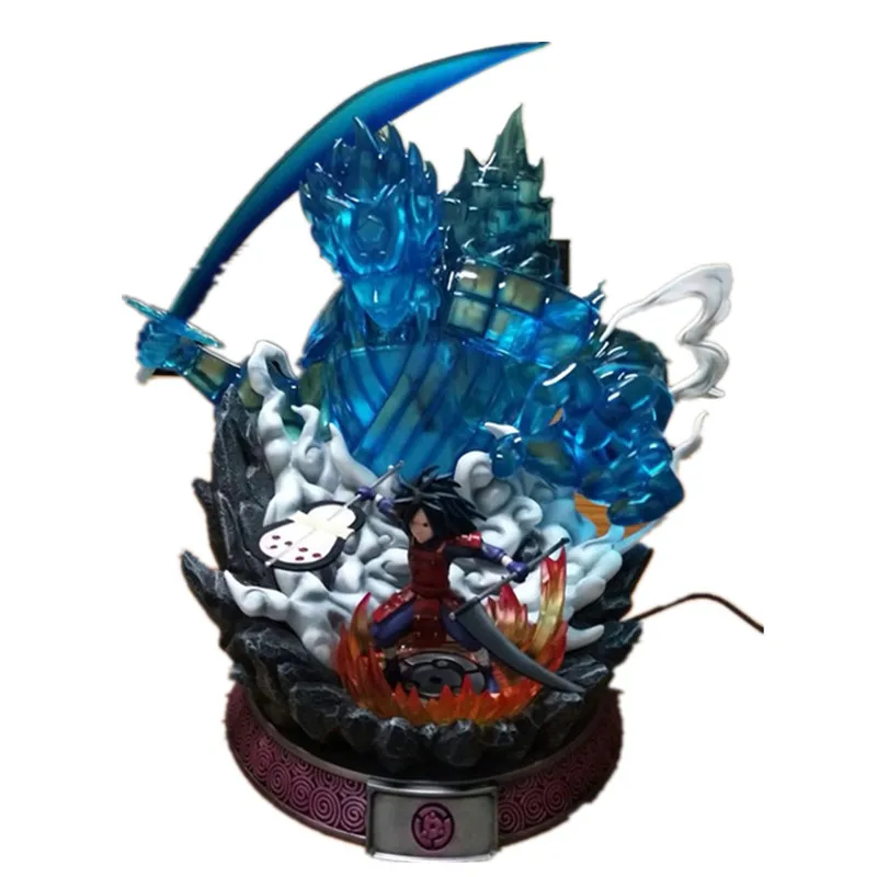 Многоцветный Наруто Учиха Мадара Susanoo смолы статуя со светодиодный светильник фигурка Коллекция Модель игрушки X679 - Цвет: Многоцветный