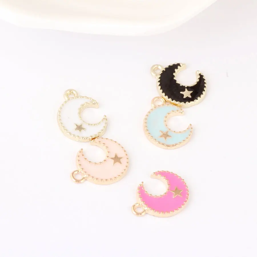 10pcs 12*16MM Diy gold alloy metal enamel moon star charms handmade fashion earring making bracelet pendant jewelry accessories | Украшения