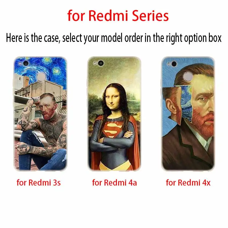 Прозрачный силиконовый чехол с забавным рисунком Ван Гога Мона Лизы для Xiaomi Redmi