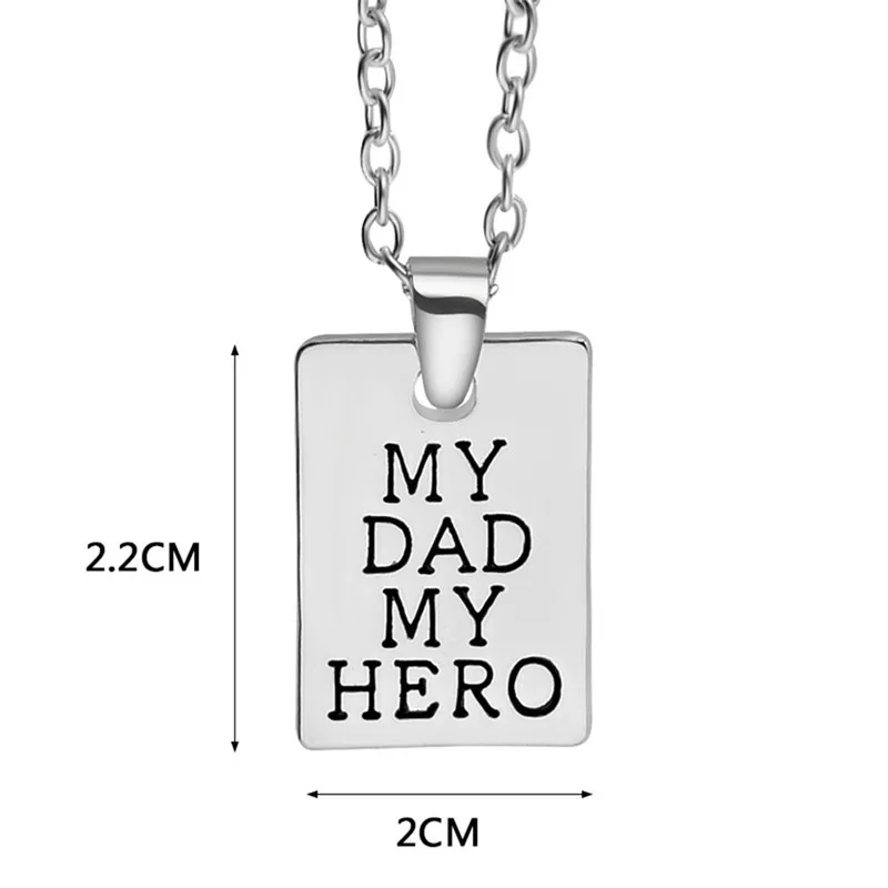Ожерелье с кулоном MY DAD HERO квадратное серебряное ожерелье биркой для мужчин и