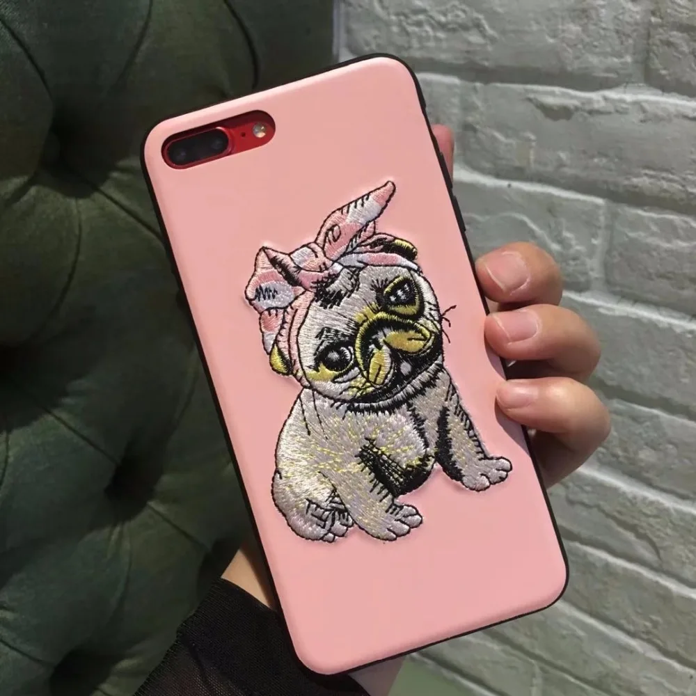 QuShar Cute Shar Pei Dog 3D чехол с вышивкой для iphone 6 6s 7 8 plus ударопрочный X 10 тонкий защитный