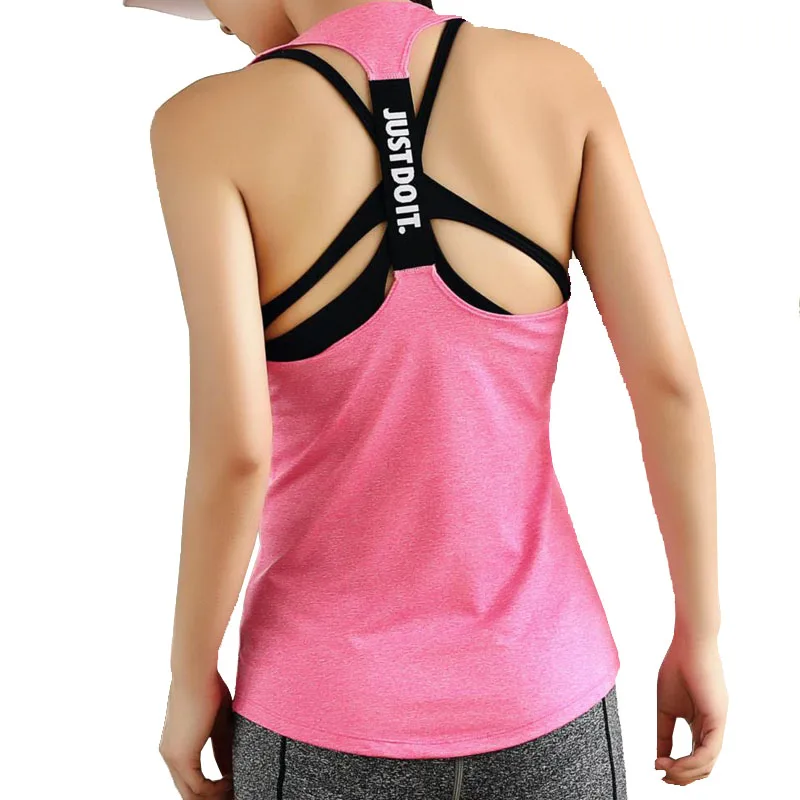 Summer Sexy Sports T Shirt Women Tank Top Fitness Workout Tops Gyming Sleeveless Quick Drying Vest Tee Jerseys Bralette | Спорт и