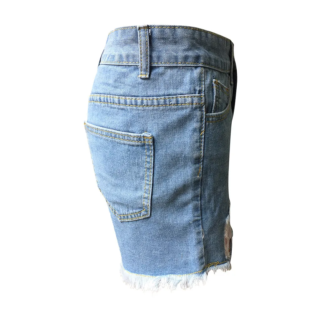 JAYCOSIN 2019 European and American BF summer wind female blue high waist denim shorts women worn loose burr hole jeans | Женская одежда