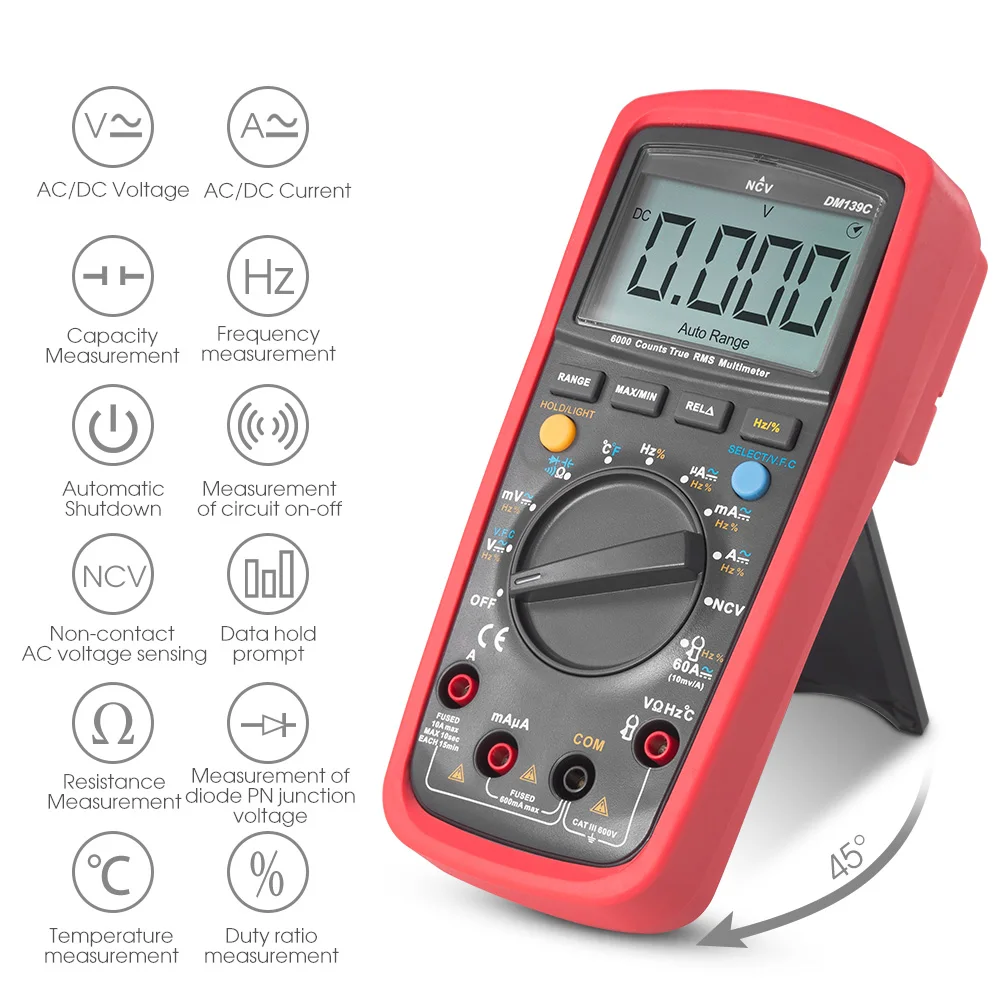 Фото SYNERKY Цифровой мультиметр DC/AC Амперметр 5999 отсчетов измеритель емкости SYNERKY Цифровой мультиметр DC/AC Амперметр 5999 отсчетов измеритель емкости