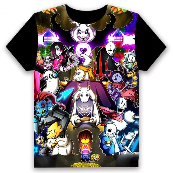 Модная мужская футболка аниме Undertale Sans Frisk Чара Папирус игра Косплей короткий рукав Повседневная унисекс черная футболка на заказ - Цвет: 3