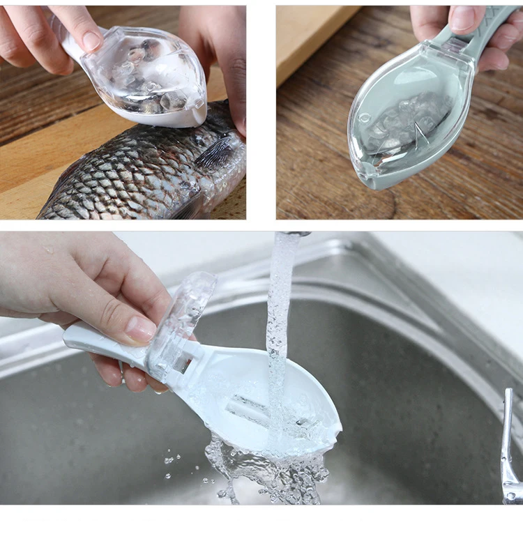 Creative Easy To Clean Plastic Fish Cleaning Tool Kitchen Tools With Lid Cooking Utensils Scale Hangable Manual Scrapers | Дом и сад