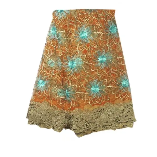 5 метров/лотов высокое качество отличный дизайн Orange + цвет небесно синий вышитые