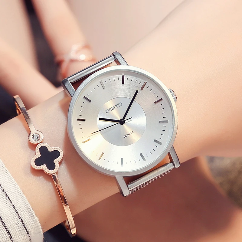 Женские часы GIMTO спортивные кварцевые со стальным ремешком и большим