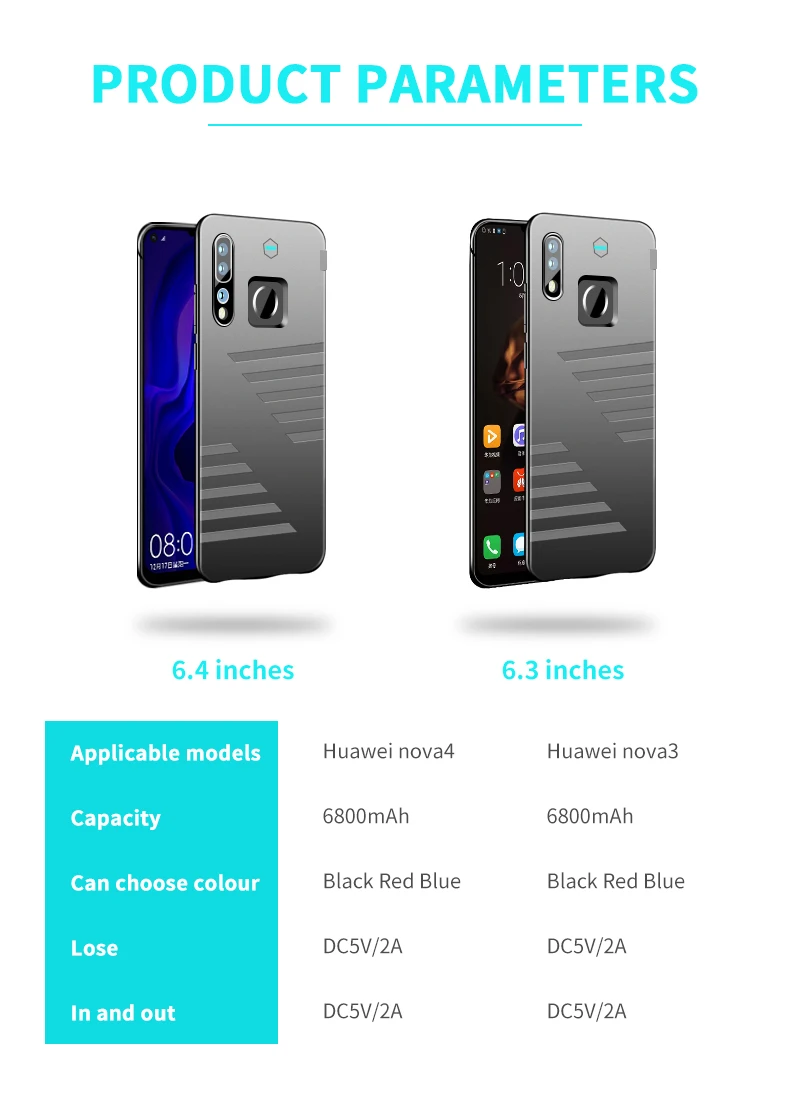 Чехол для аккумулятора 6800 мАч для huawei Nova 4, внешний аккумулятор, чехол для зарядного устройства, тонкий чехол для быстрой зарядки, чехол для внешнего аккумулятора для huawei Nova 3