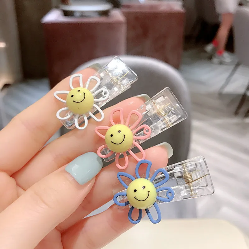 2019 Новый корейский стиль солнце цветок смайлик лицо цвет маленькие зажимы для