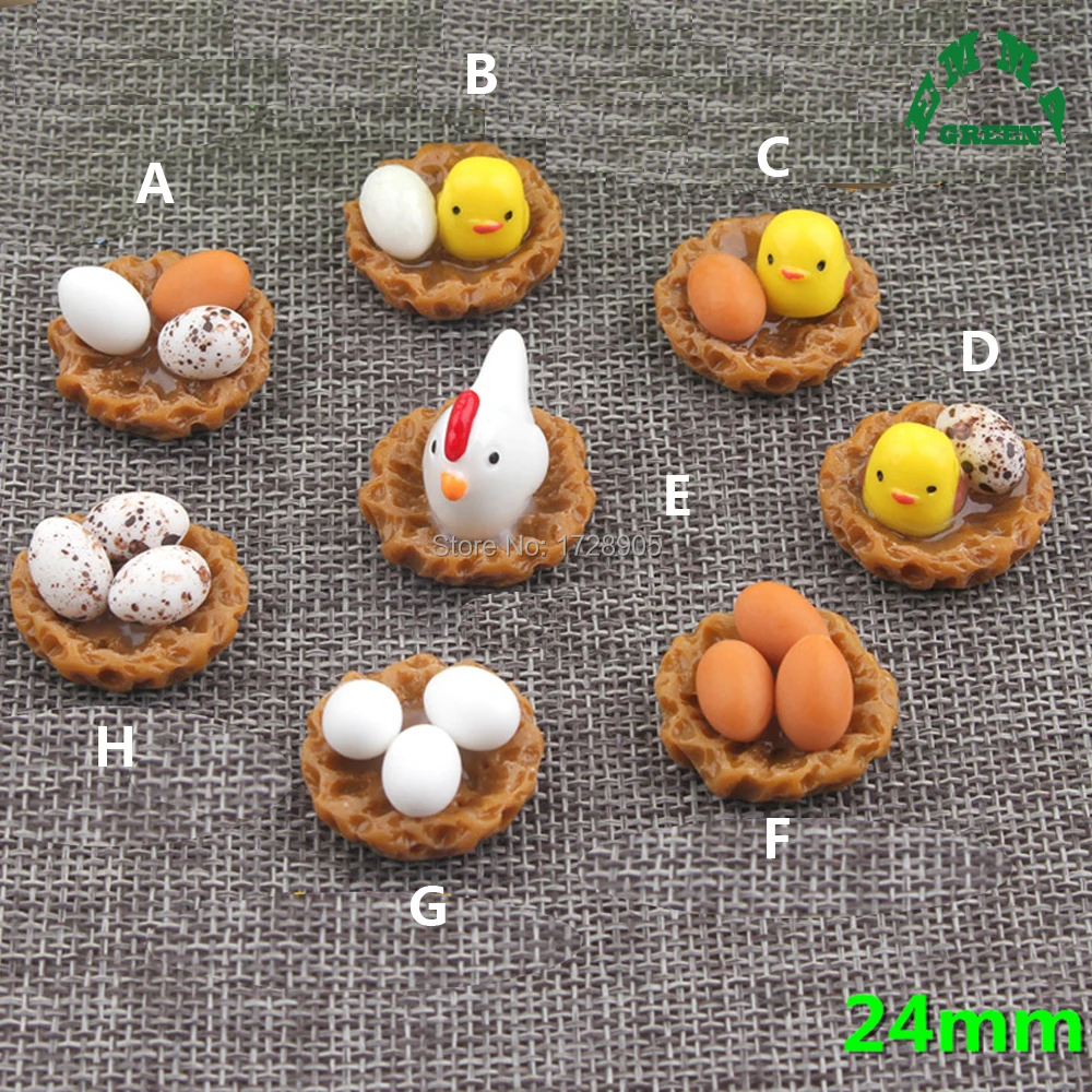 

Resin Craft Flat back Cabochon Nest of Bird with Eggs Chick 10 pcs 24 mm Kawaii Resin Craft Decoration Miniature for Home Craft