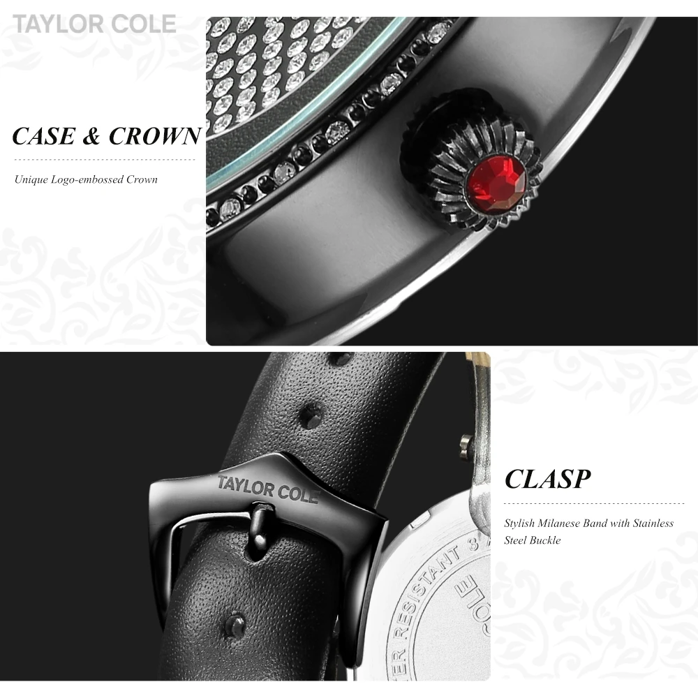 Echo новый бренд Taylor женские часы Cole черный ремешок из натуральной кожи Zegarki Damskie