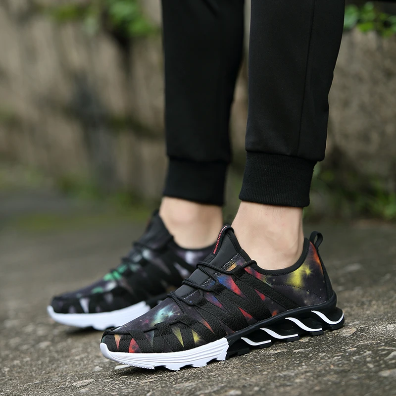 Fashion Men's Shoes Mans Footwear Running Men Casual Outdoor Lace-up Black Sneakers 2019 Spring Soft chaussure homme | Спорт и