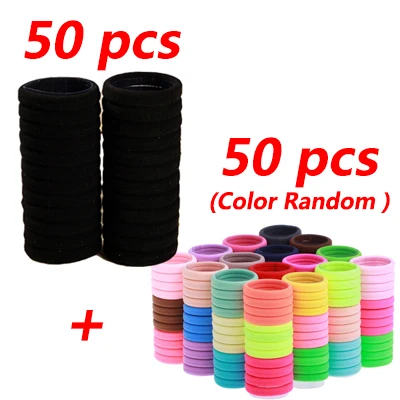 Style 7 Arherigele 10/30/50pcs Black Rubber Band Hair Ties/Rings/Ropes Gum Ponytail Holders Hair Accessories for Women Elastic Hair Band - Цвет: Style 7