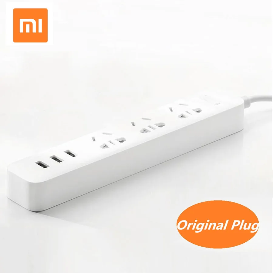 Оригинальный умный штекер XiaoMi 3 Mi адаптируемый удлинитель питания с