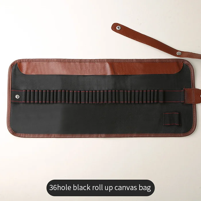 36hole black roll Bgln 36/48/72 Отверстия Сумки-холсты в сложенном виде сворачивающиеся кисть-Карандаш Чехол черного цвета для школы для рисования Рисование набросков товары для рукоделия - Цвет: 36hole black roll