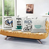 bike and coffee pillow cover for home modern pillowcase tea cojines decorative square cushion