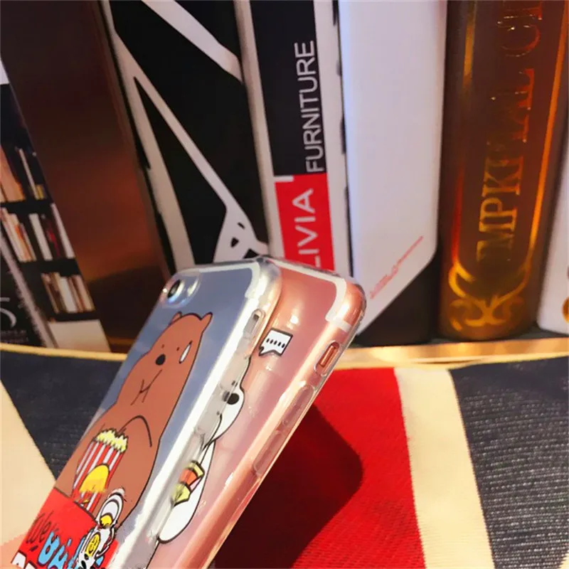 Прозрачный мягкий чехол для телефона из ТПУ с рисунком медведя панды iPhone 5 5S SE 6 S 7 8