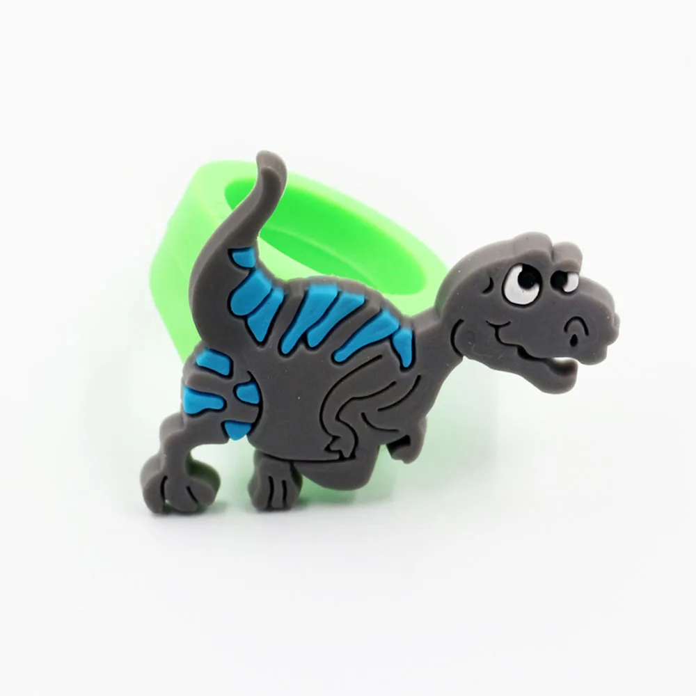 

2019 Kids Gift Cartoon Animal Cute 6 Pcs Dinosaur Rings Gift Ornaments Party Decorations Supplies