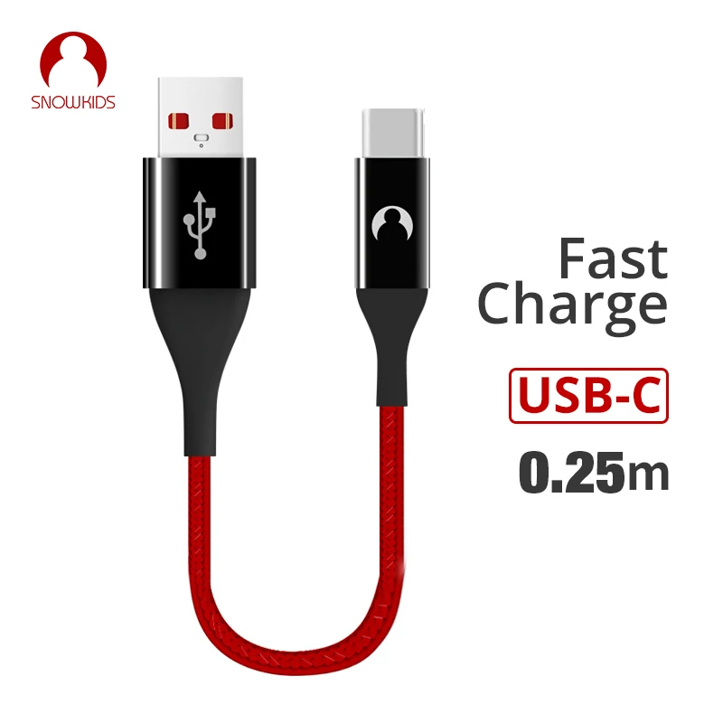 Snowkids короткий usb кабель внешнего аккумулятора Type C USB 25 см аккумулятор для