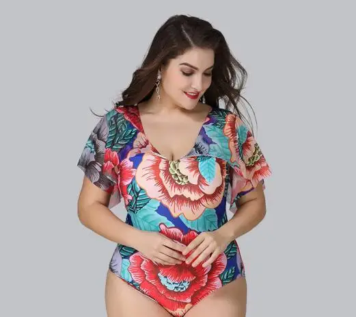 swimsuit 1 Женские купальные костюмы большого размера, купальные костюмы большого размера, новинка, сексуальное купальное платье с принтом размера плюс, Цельный купальник 3XL/4XL/5XL - Цвет: swimsuit 1