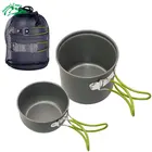 Jeebel 1-2 персоны кастрюли чаши набор 2 шт походная посуда на открытом воздухе кемпинг горшки и пикника альпинизма посуда