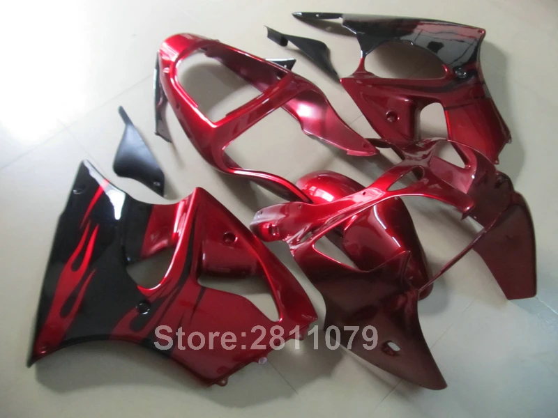Литьевой формованный обтекатель набор для Kawasaki Ninja ZX6R 00 01 02 винно красный черный
