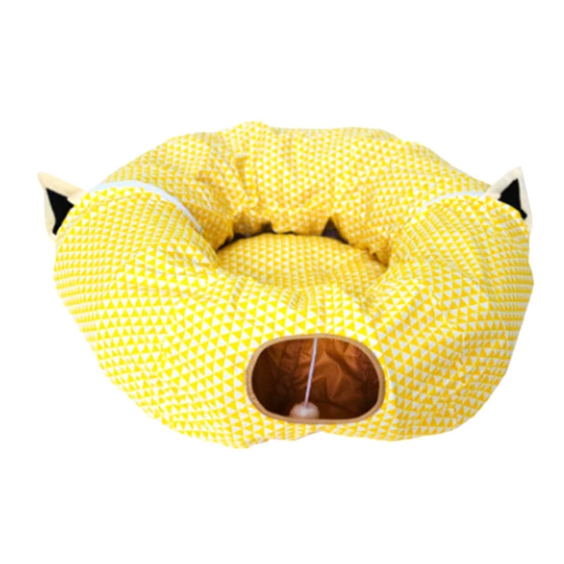 Yellow-E02 Складной коврик для питомца кошки, игрушки, мяч, пещера, Каттен, туннельный чат, палатка, украшение для кошачьего домика, домашняя кровать, мягкие удобные кровати, коврик, игрушки для питомцев - Цвет: Yellow-E02