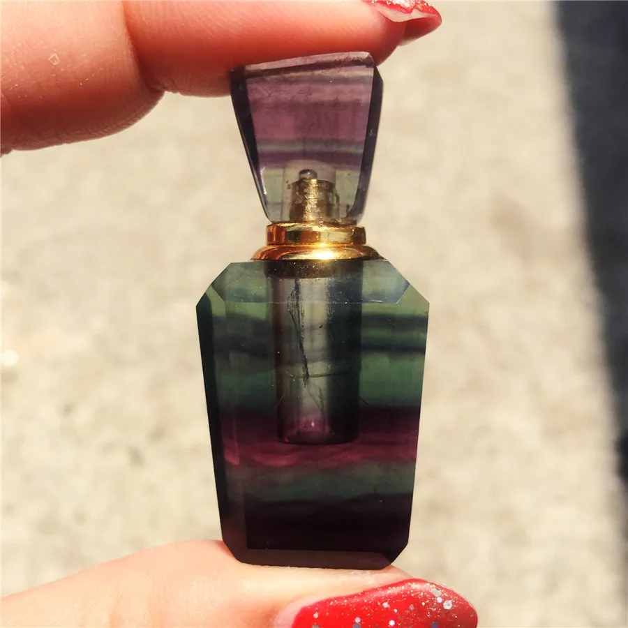 Beautiful colorful natural fluorite wishing bottle perfume necklace lanugo auspicious gift | Дом и сад
