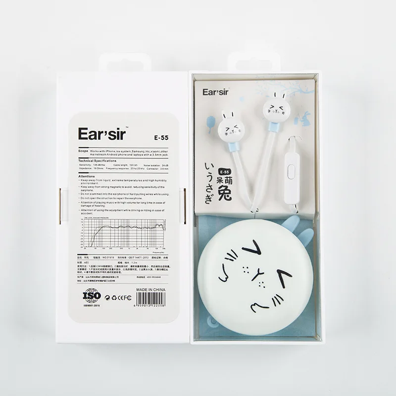CHICLITS High Quality Lovely Cartoon Rabbit Earphones Stereo Music Universal Earplugs For OPPO VIVO Mp3 Player fone de ouvido |