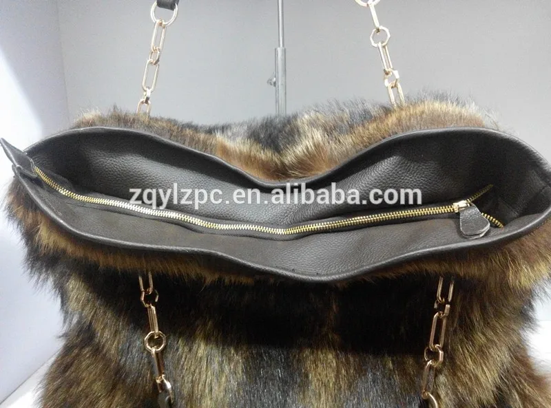 

2016 fashion raccoon fur handbag/ wholesale lady shoulder bags