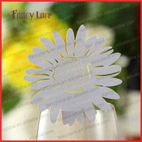 50pcs laser cut christmas decorations place name cards for wine glass daisy flower shaped paper hanging decoration for party