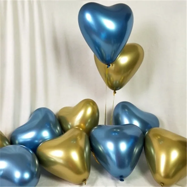 gold blue 10 шт 12 дюймовые металлические шары золотые, серебряные, красные, винные, фиолетовые круглые шары из латекса для детского дня рождения, свадьбы, вечеринки, украшения для детей - Цвет: gold blue