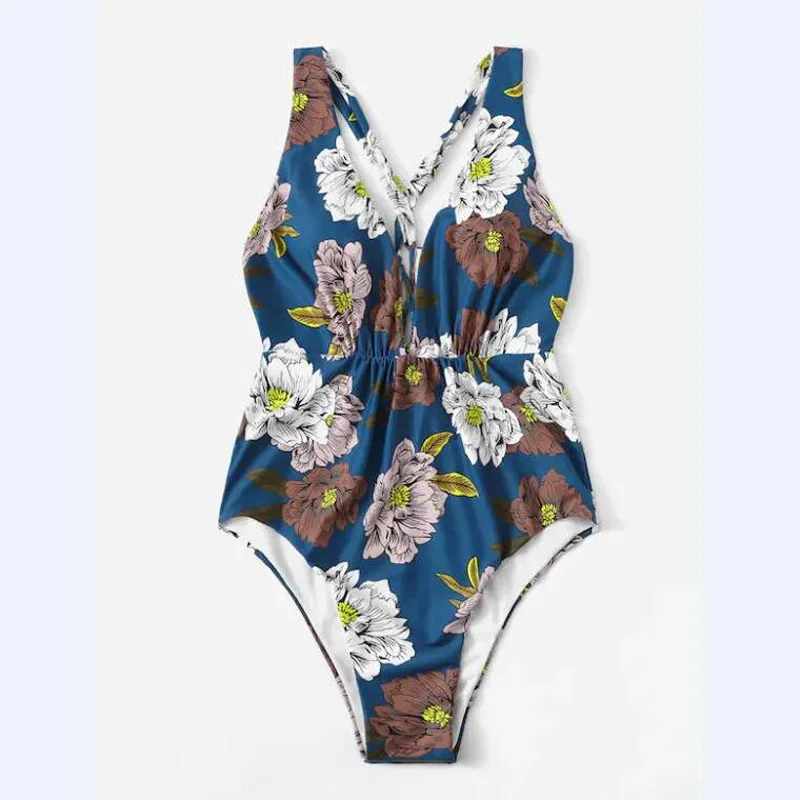 A &amp J сексуальные синие цельные большие купальники закрытые Большие размеры для