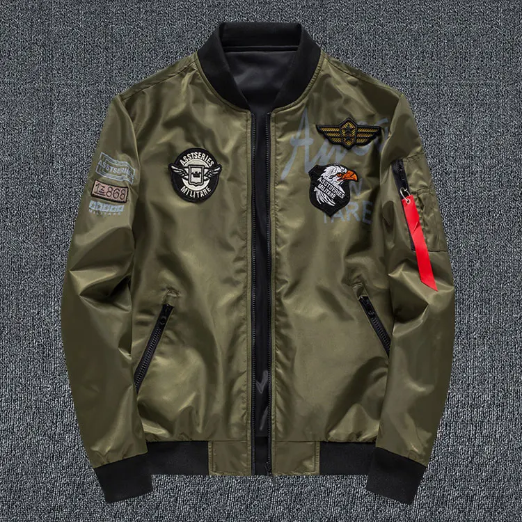 Dark Army Green Мужская куртка-бомбер, повседневные летные куртки, мужская верхняя одежда с обеих сторон, износостойкое мужское пальто, chaqueta bomber hombre, большой размер 6XL, ZA232 - Цвет: Dark Army Green