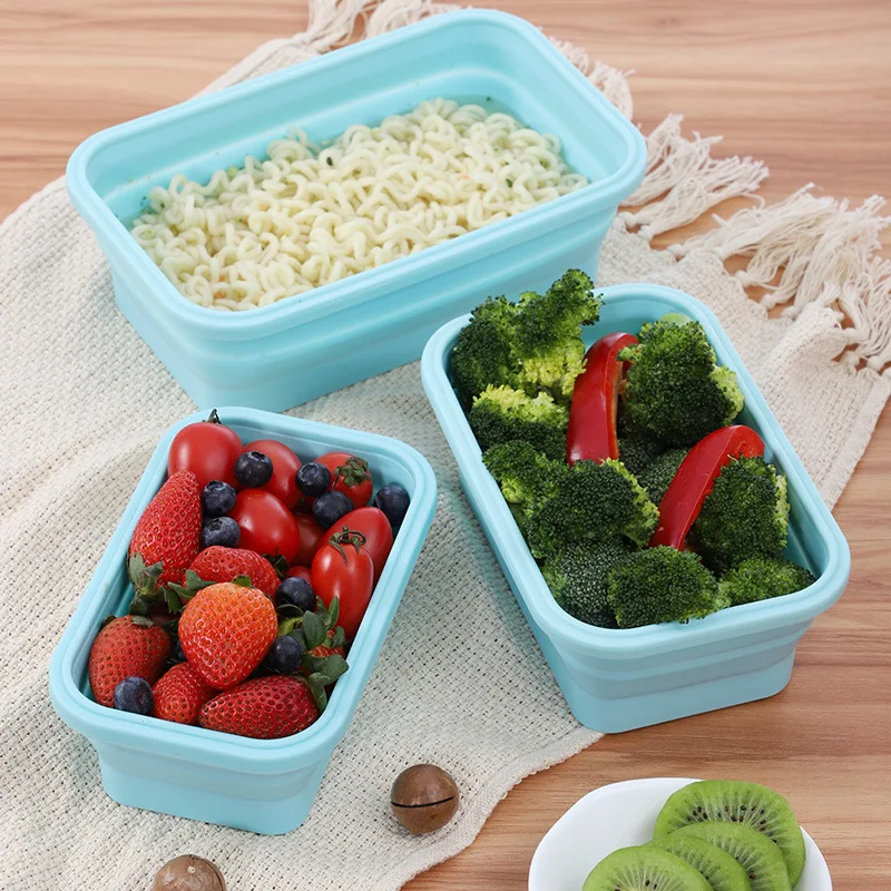 Силиконовый складной контейнер для микроволновой печи Bento, Портативный Ланч-бокс из здорового материала, контейнер для хранения продуктов, контейнер для еды, 1 шт./3 шт