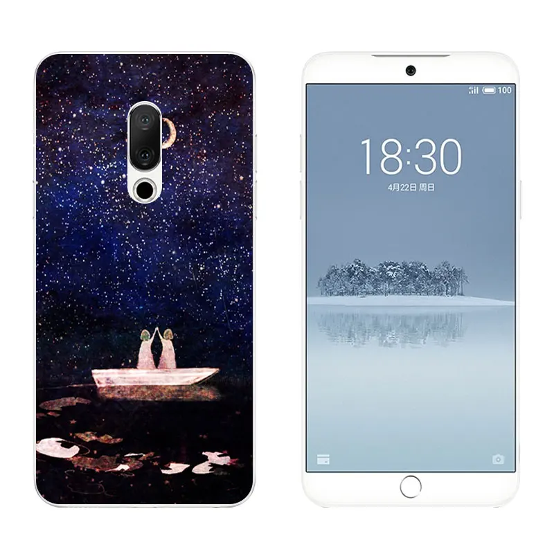 5.46" For Meizu 15 Case Snowflake Printing Soft Silicone Back Phone Cover Ultra Thin Cases for Capa |