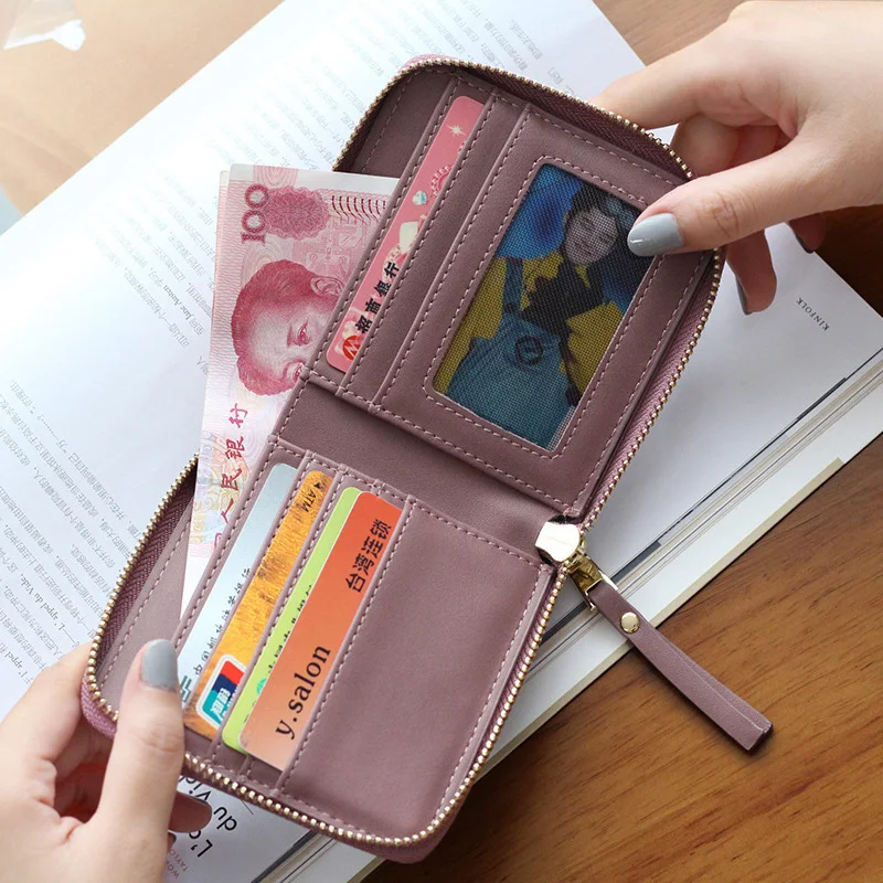 Высокое качество женский короткий кошелек на молнии с отделением для карт
