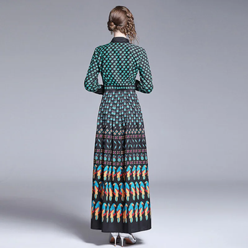 Женское платье рубашка с длинным рукавом дизайнерское подиумное макси большого