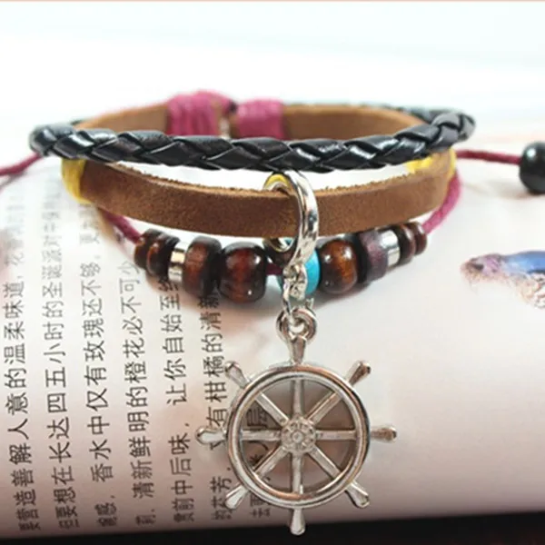 Новинка руль бусины многослойные кожаный браслет | Украшения и аксессуары
