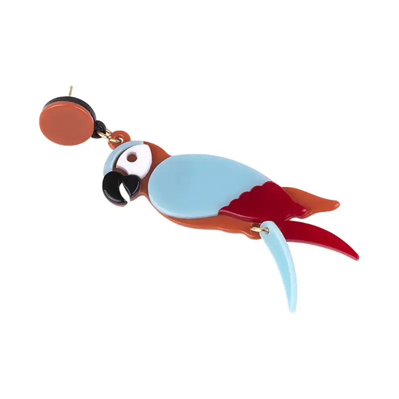 Acrylic Earrings Colorful Parrot Bird Drop Earrings Stand Out Summer Fashion Jewelry Punk Exaggerated Colorful