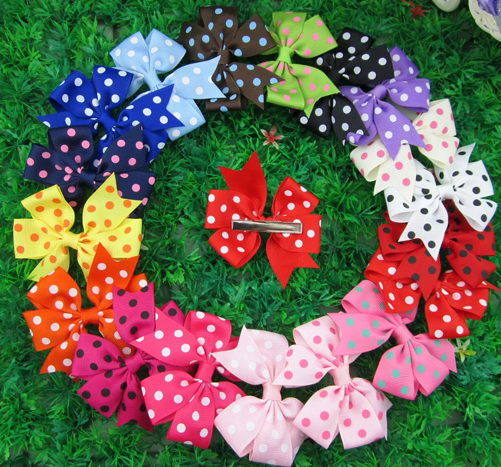 18 шт. детские заколки для волос в горошек 3 дюйма|bow clip|hair bow clipgirls hair clips |